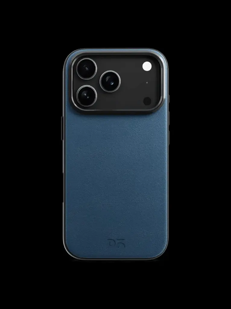 Navy Blue-Grey Leatherite MagSafe Phone Case Cover for iPhone 17 Pro Max